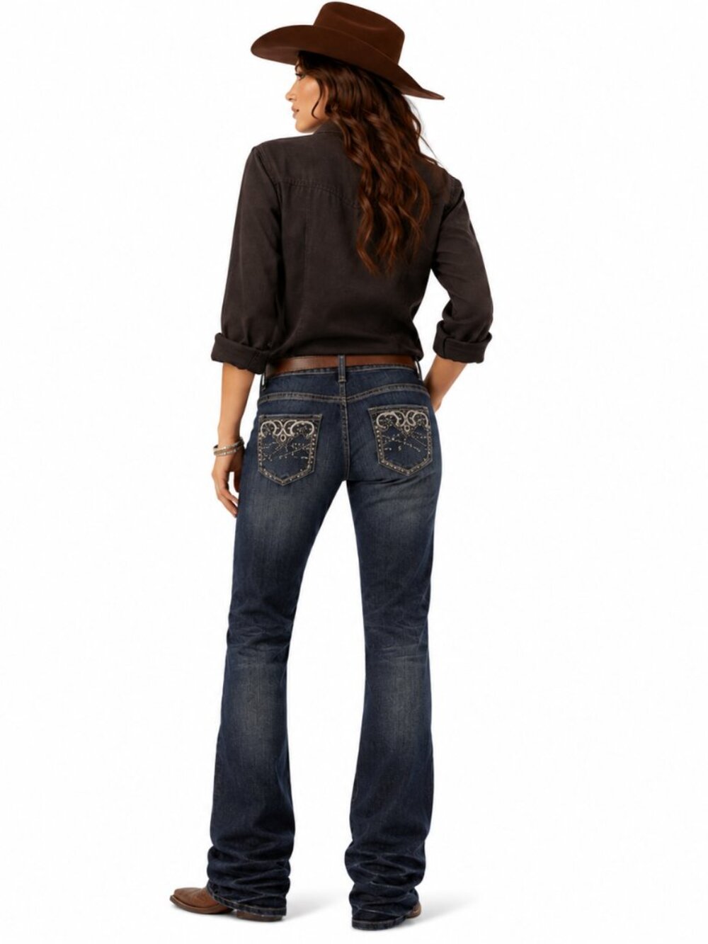 Stetson Bootcut Jeans Womens 12x34 Blue Embroidered Western Cowboy Rodeo Denim